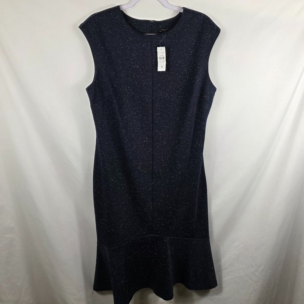 Ann Taylor Sleeveless Trumpet Dress Women's Size 12 Blue with White Flecks NEW
